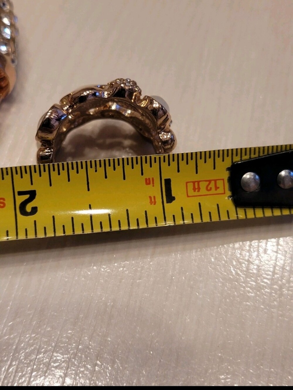 Rose Gold Colored Rhinestone Cream Bangle & Ring Set - Picture 4 of 6